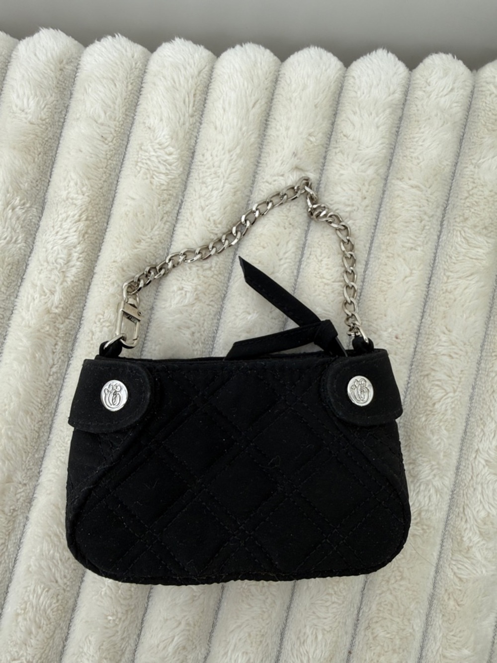 Vera Bradley Colette Black Quilted Chain wristlet